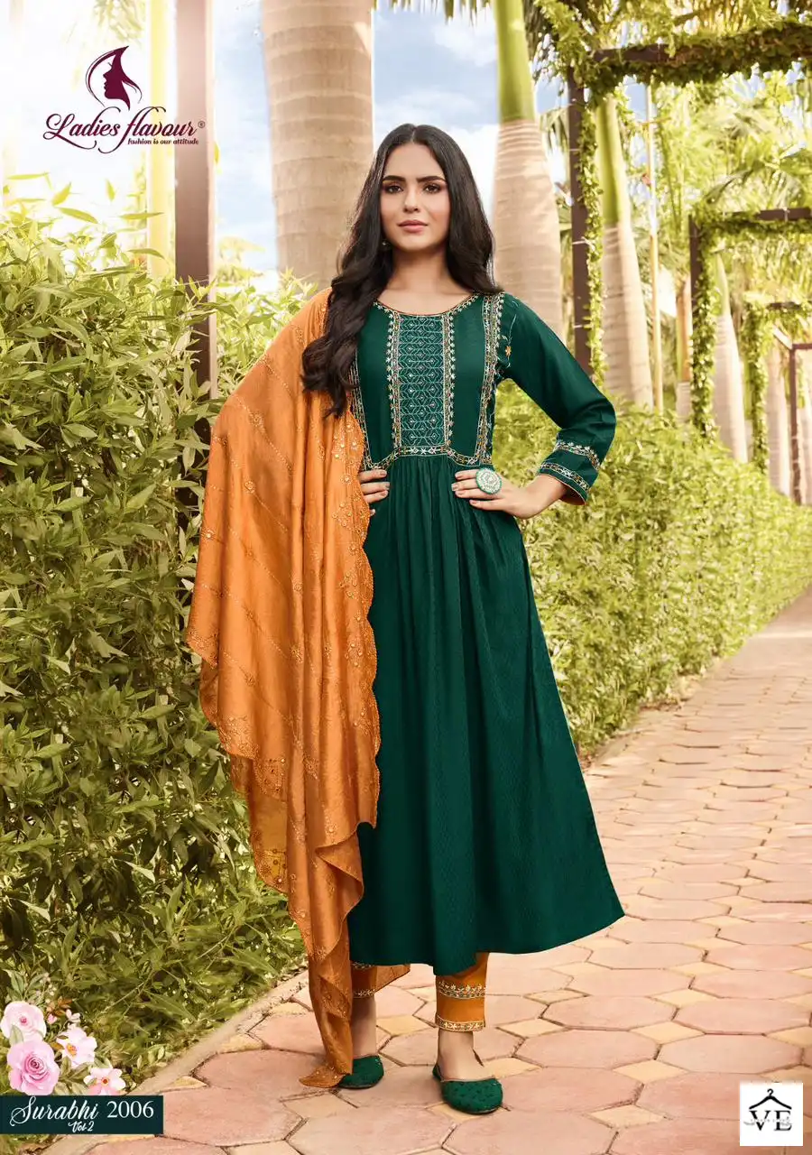 Ladies Flavour Surabhi Vol 2 Rayon Wholesale Designer Readymade Salwar Suit Catalog - 6 Pcs Set — Wholesale Salwar Suits, MPA wholesale from Surat - Gallery Image 5