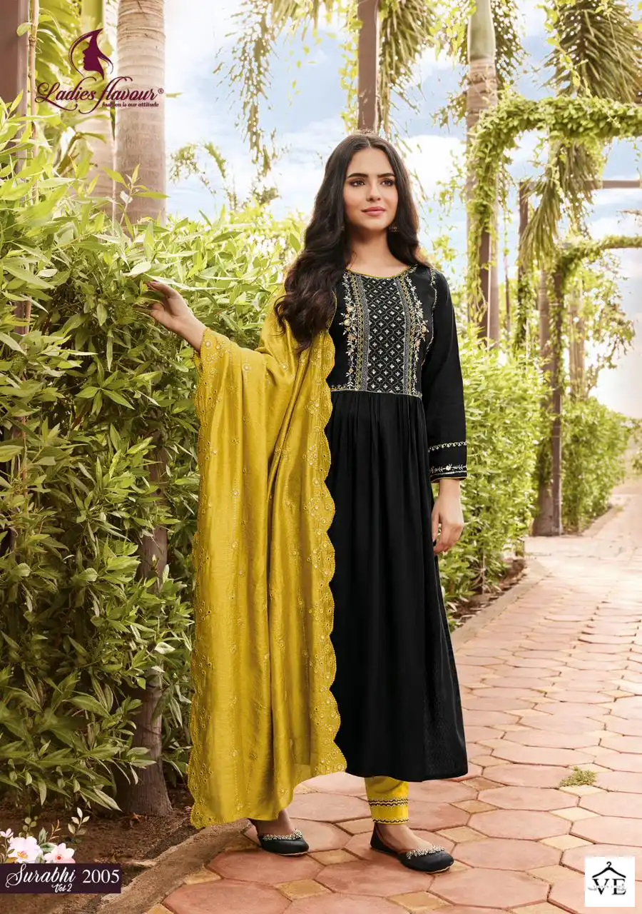 Ladies Flavour Surabhi Vol 2 Rayon Wholesale Designer Readymade Salwar Suit Catalog - 6 Pcs Set — Wholesale Salwar Suits, MPA wholesale from Surat - Gallery Image 6