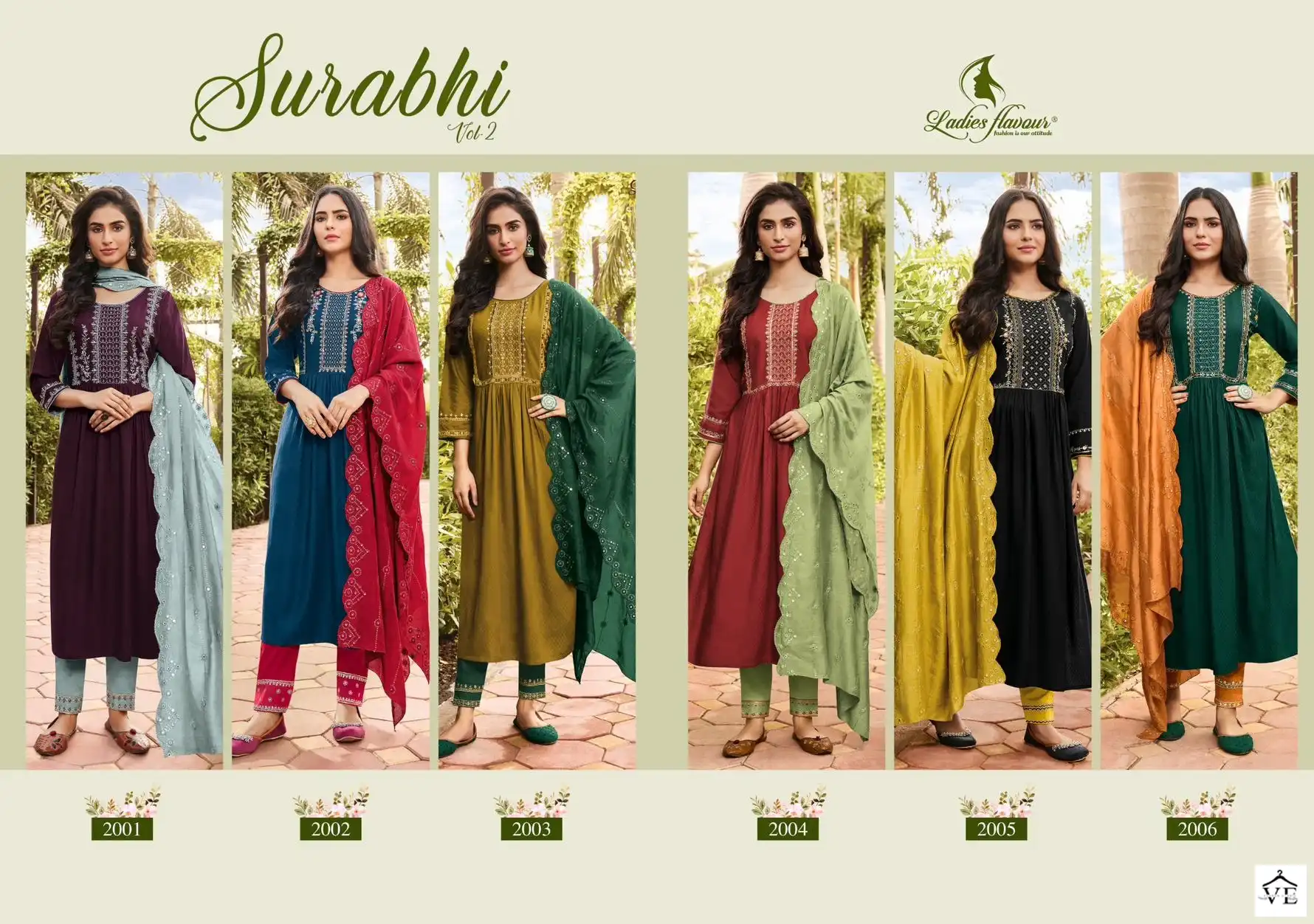Ladies Flavour Surabhi Vol 2 Rayon Wholesale Designer Readymade Salwar Suit Catalog - 6 Pcs Set — Wholesale Salwar Suits, MPA wholesale from Surat — view 7