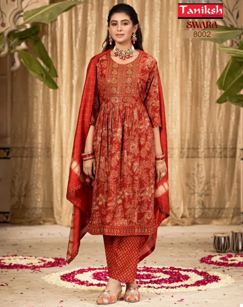 Taniksh Swara Vol 8 Rayon Wholesale Embroidery Work Nyra Style Readymade Salwar Suit Catalog — Wholesale Salwar Suits, MPA wholesale from Surat — view 1