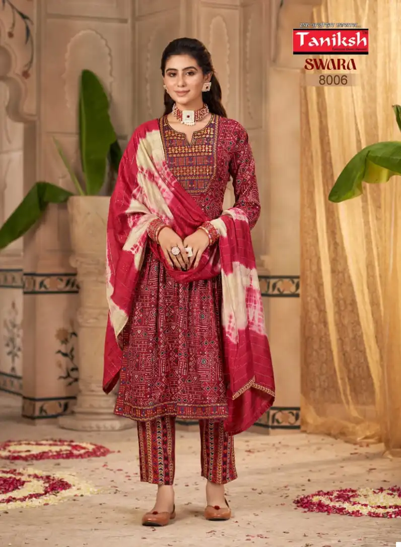 Taniksh Swara Vol 8 Rayon Wholesale Embroidery Work Nyra Style Readymade Salwar Suit Catalog — Wholesale Salwar Suits, MPA wholesale from Surat - Gallery Image 6