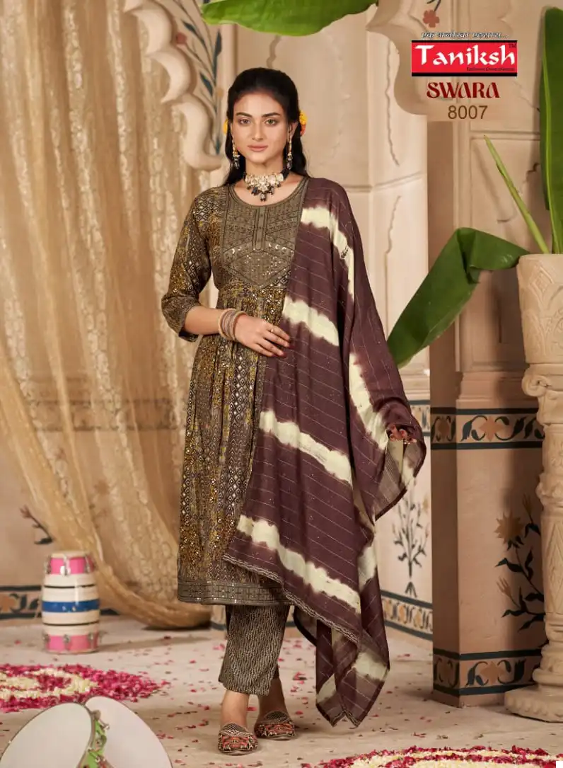 Taniksh Swara Vol 8 Rayon Wholesale Embroidery Work Nyra Style Readymade Salwar Suit Catalog — Wholesale Salwar Suits, MPA wholesale from Surat - Gallery Image 7