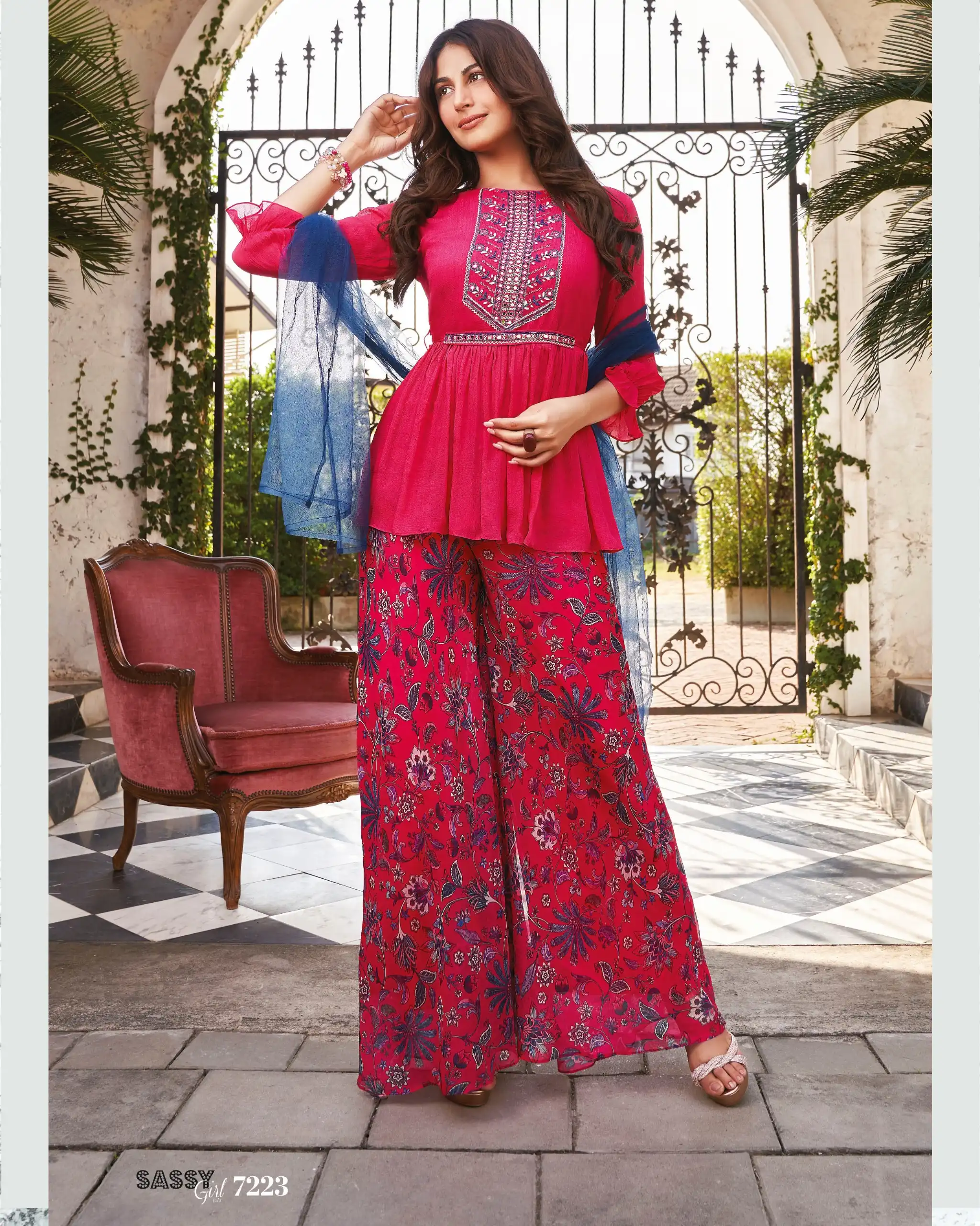 Anju Fabrics Sassy Girl Vol 3 Pure Chinon Chiffon Wholesale Designer Readymade Salwar Suit Catalog — Wholesale Salwar Suits, MPA wholesale from Surat - Gallery Image 5