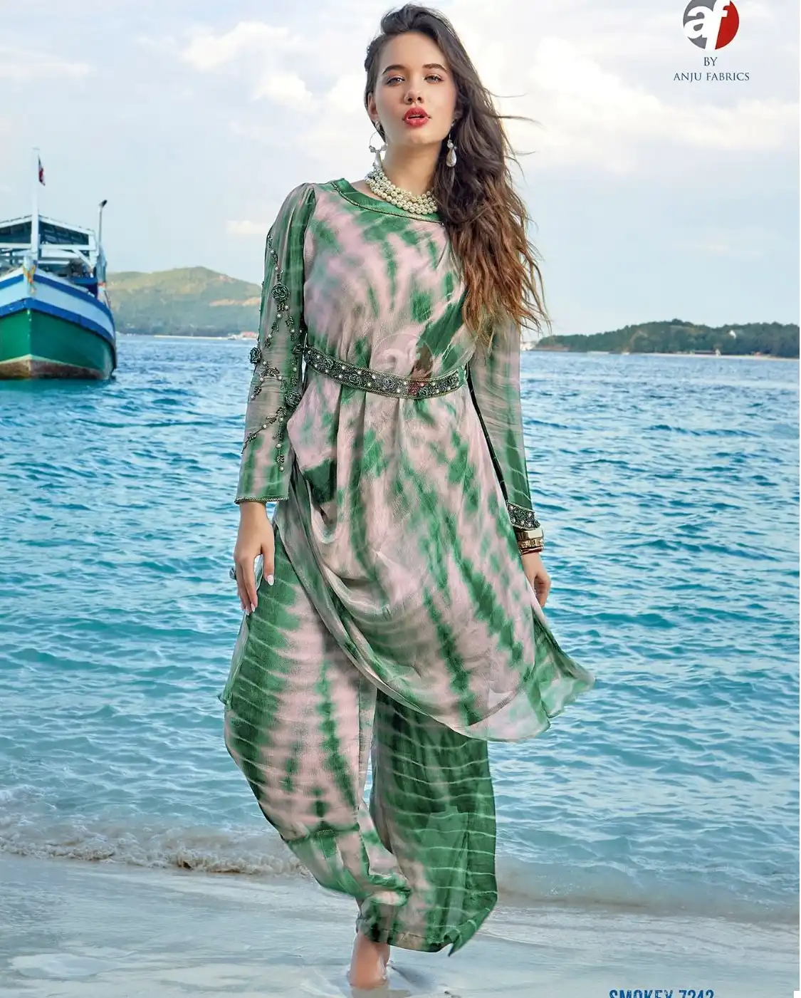 Anju Fabrics Smokiy Pure Georgette Wholesale Designer Kurtis With Pant — Wholesale Kurtis, MPA wholesale from Surat — view 1
