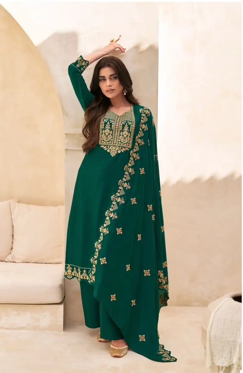 Aashirwad Swaraj Butti Silk Wholesale Fancy Salwar Suit Catalog — Wholesale Salwar Suits, Aashirwad Creation wholesale from Surat - Gallery Image 2