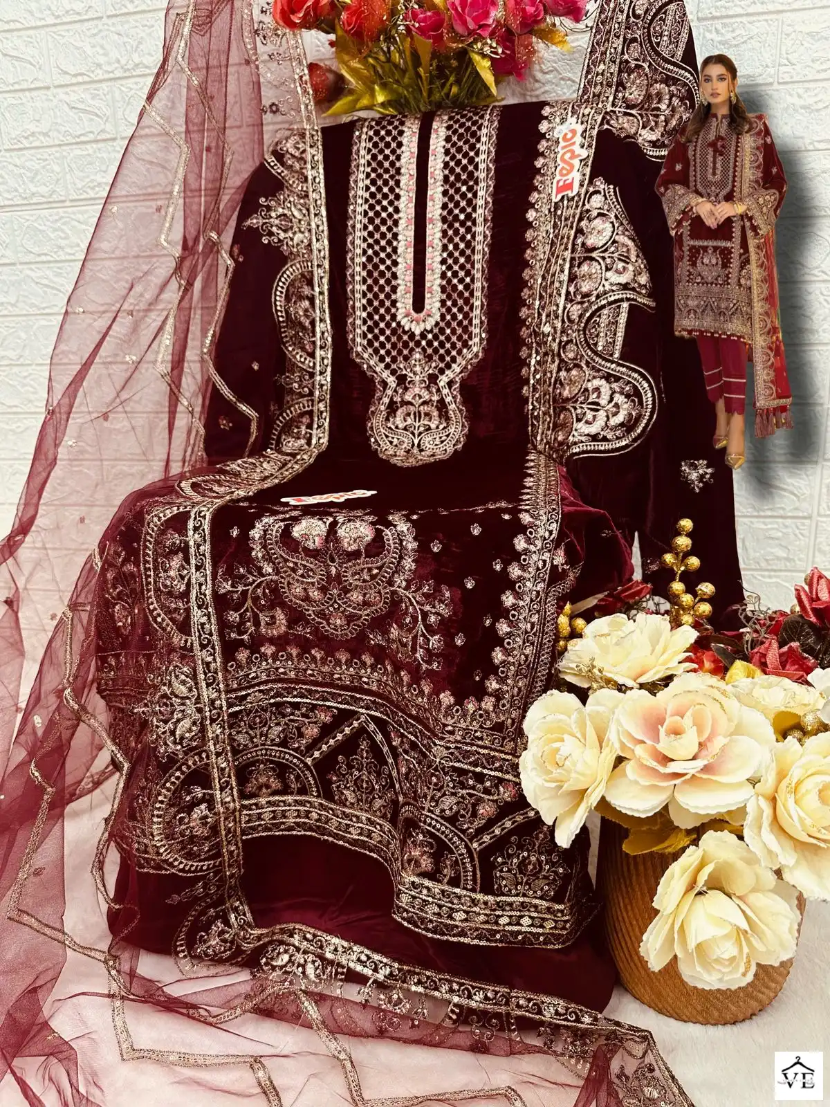 Fepic V 17011 Velvet Wholesale Designer Winter Wear Pakistani Salwar Suit — Wholesale Salwar Suits, MPA wholesale from Surat - Gallery Image 4