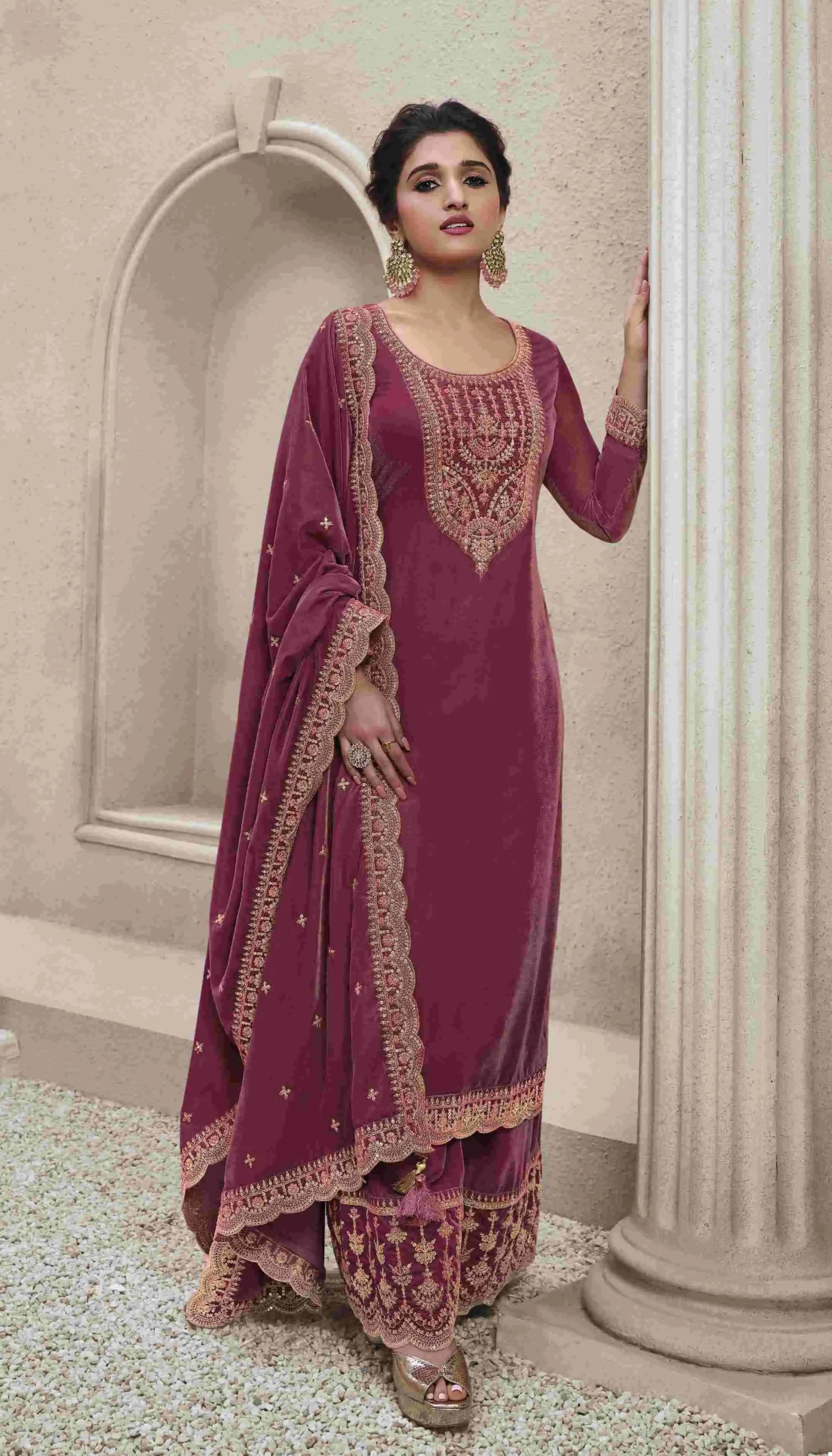 Vinay Fashion Velvet Embroidery Vol 2 Velvet Wholesale Heavy Embroidery Designer Winter Wear Salwar Suit Catalog — Wholesale Salwar Suits, MPA wholesale from Surat - Gallery Image 3