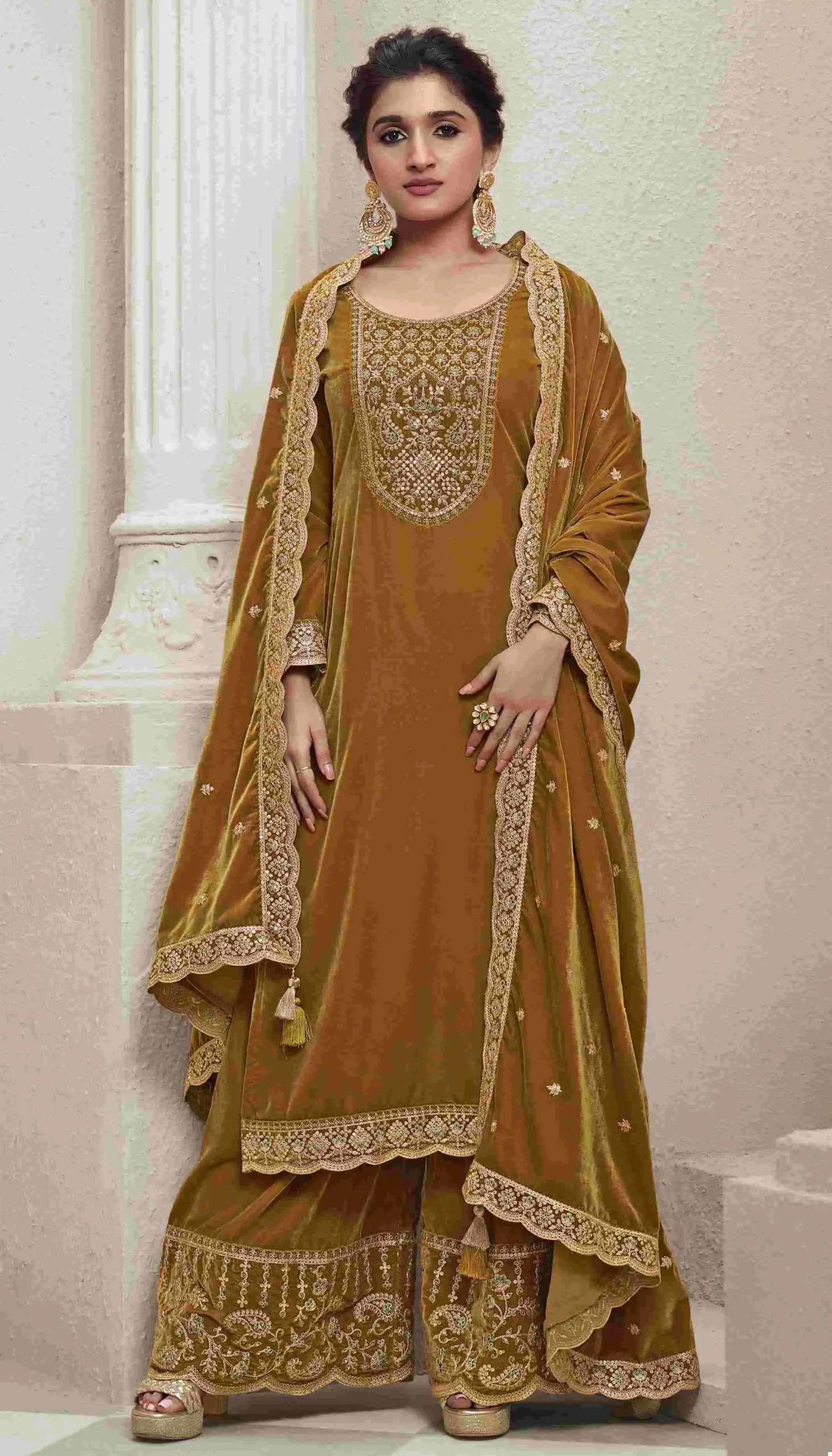 Vinay Fashion Velvet Embroidery Vol 2 Velvet Wholesale Heavy Embroidery Designer Winter Wear Salwar Suit Catalog — Wholesale Salwar Suits, MPA wholesale from Surat - Gallery Image 5
