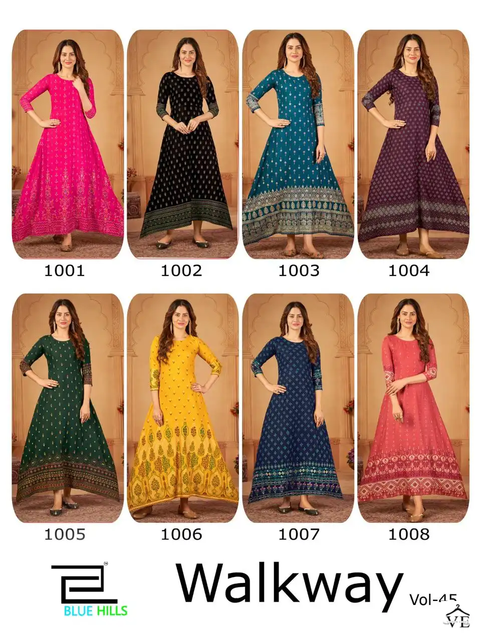 Blue Hills Walkway Vol 45 Rayon 14Kg Wholesale Gown Catalog — Wholesale Kurtis, Blue Hills wholesale from Surat — view 9