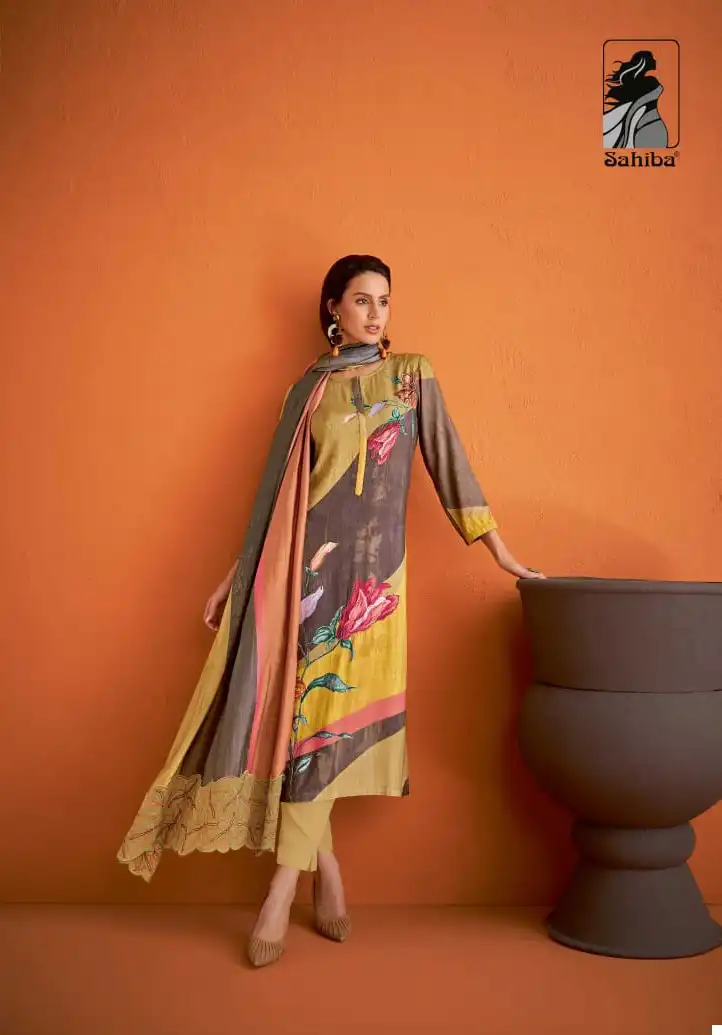 Sahiba Wave Floral Staple Twill Wholesale Winter Wear Salwar Suit Catalog — Wholesale Salwar Suits, MPA wholesale from Surat - Gallery Image 3