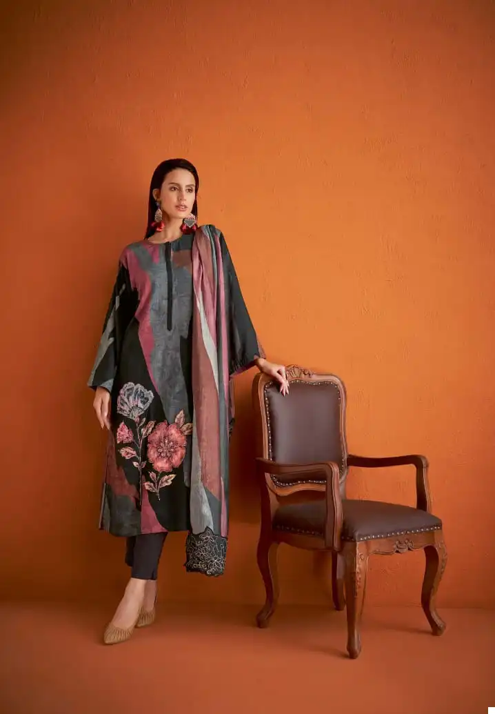 Sahiba Wave Floral Staple Twill Wholesale Winter Wear Salwar Suit Catalog — Wholesale Salwar Suits, MPA wholesale from Surat - Gallery Image 4