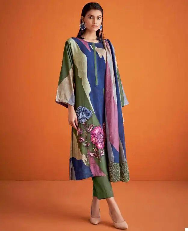 Sahiba Wave Floral Staple Twill Wholesale Winter Wear Salwar Suit Catalog — Wholesale Salwar Suits, MPA wholesale from Surat — view 1