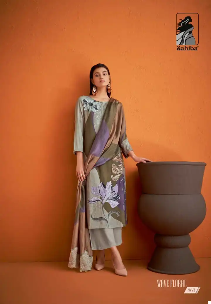 Sahiba Wave Floral Staple Twill Wholesale Winter Wear Salwar Suit Catalog — Wholesale Salwar Suits, MPA wholesale from Surat - Gallery Image 7