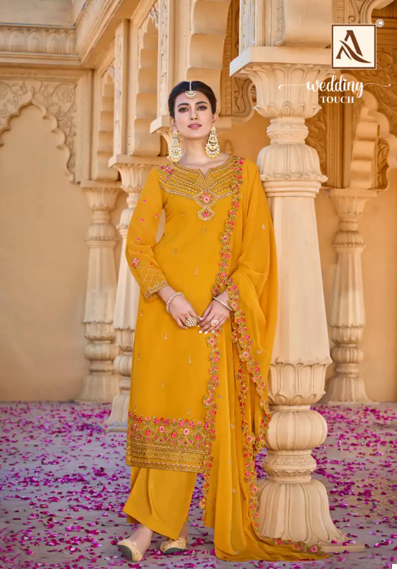Alok Suits Wedding Touch Georgette Wholesale Designer Salwar Suit Catalog — Wholesale Salwar Suits, Alok Suit wholesale from Surat — view 3