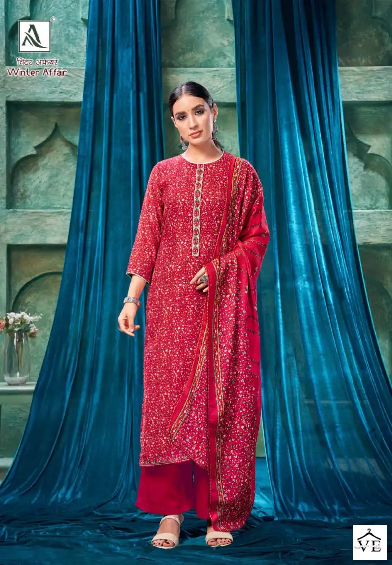 Alok Suits Winter Affair Pashmina Wholesale Embroidery Works Winter Wear Salwar Suit Catalog — Wholesale Salwar Suits, Alok Suit wholesale from Surat - Gallery Image 2