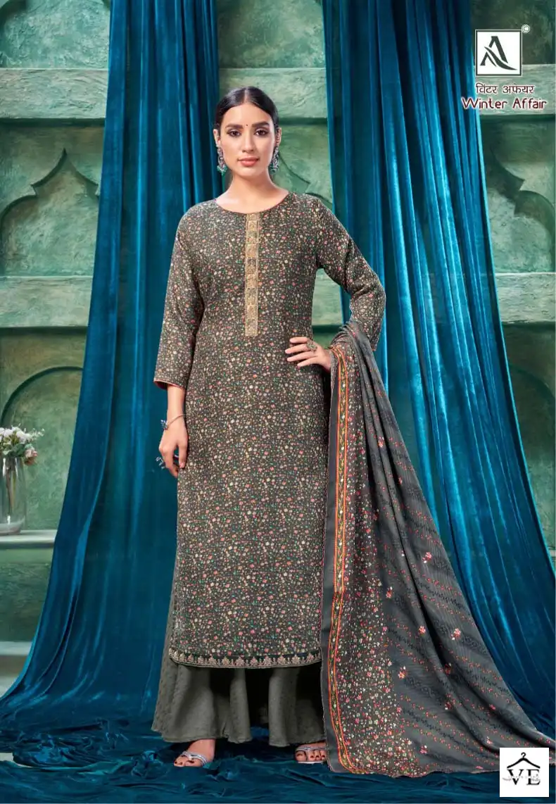 Alok Suits Winter Affair Pashmina Wholesale Embroidery Works Winter Wear Salwar Suit Catalog — Wholesale Salwar Suits, Alok Suit wholesale from Surat - Gallery Image 4