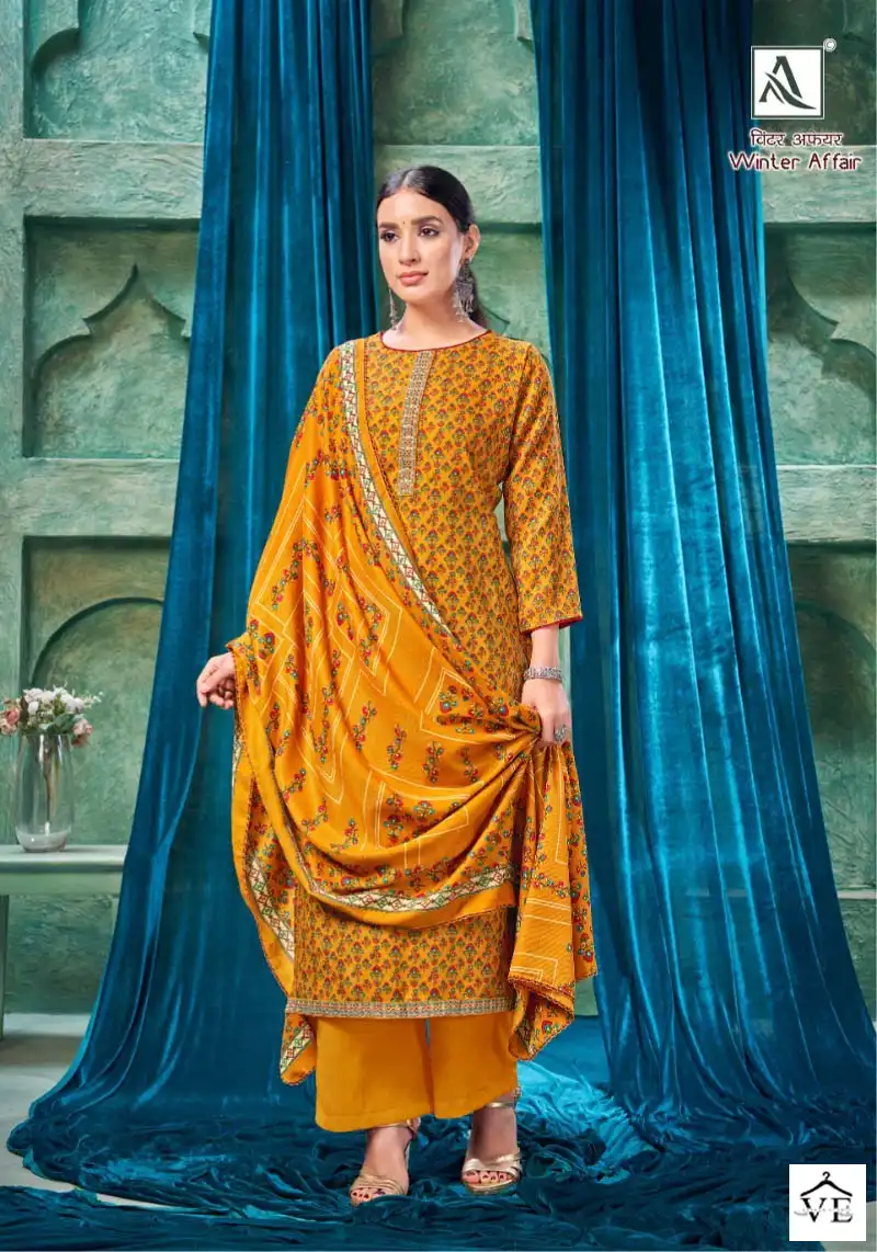 Alok Suits Winter Affair Pashmina Wholesale Embroidery Works Winter Wear Salwar Suit Catalog — Wholesale Salwar Suits, Alok Suit wholesale from Surat - Gallery Image 5