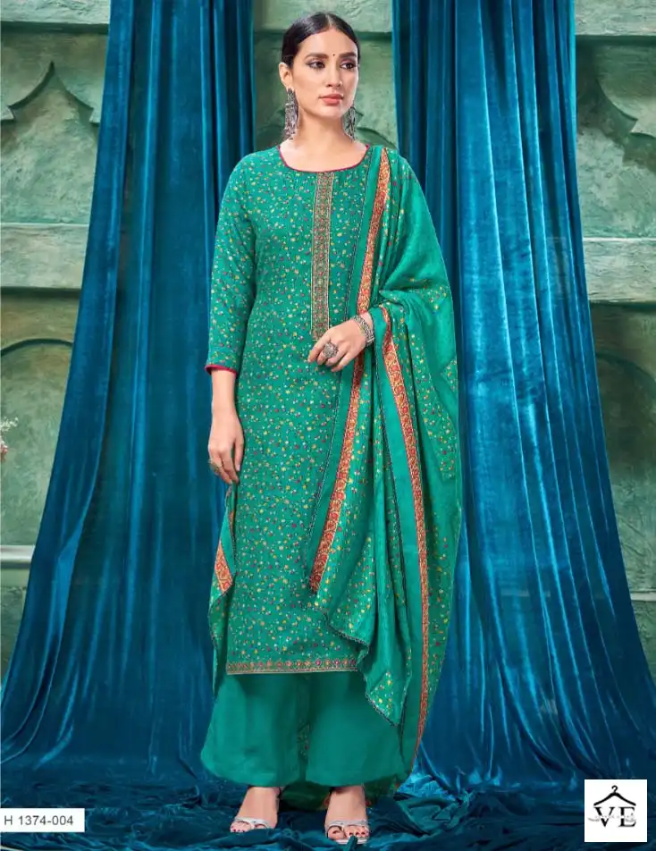 Alok Suits Winter Affair Pashmina Wholesale Embroidery Works Winter Wear Salwar Suit Catalog — Wholesale Salwar Suits, Alok Suit wholesale from Surat — view 1