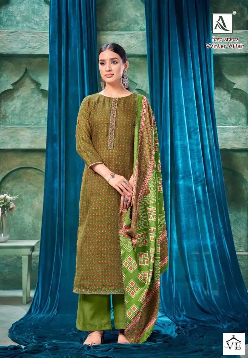 Alok Suits Winter Affair Pashmina Wholesale Embroidery Works Winter Wear Salwar Suit Catalog — Wholesale Salwar Suits, Alok Suit wholesale from Surat - Gallery Image 6