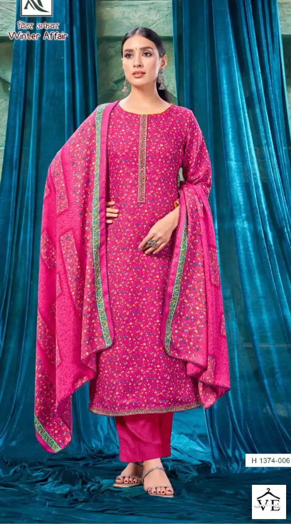 Alok Suits Winter Affair Pashmina Wholesale Embroidery Works Winter Wear Salwar Suit Catalog — Wholesale Salwar Suits, Alok Suit wholesale from Surat - Gallery Image 7