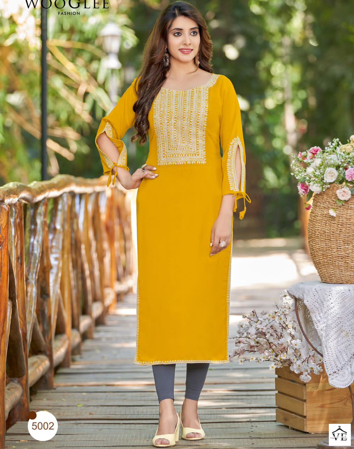 Wooglee Shloka Rayon Wholesale Fancy Embroidery Work Kurtis Catalog — Wholesale Salwar Suits, MPA wholesale from Surat — view 1