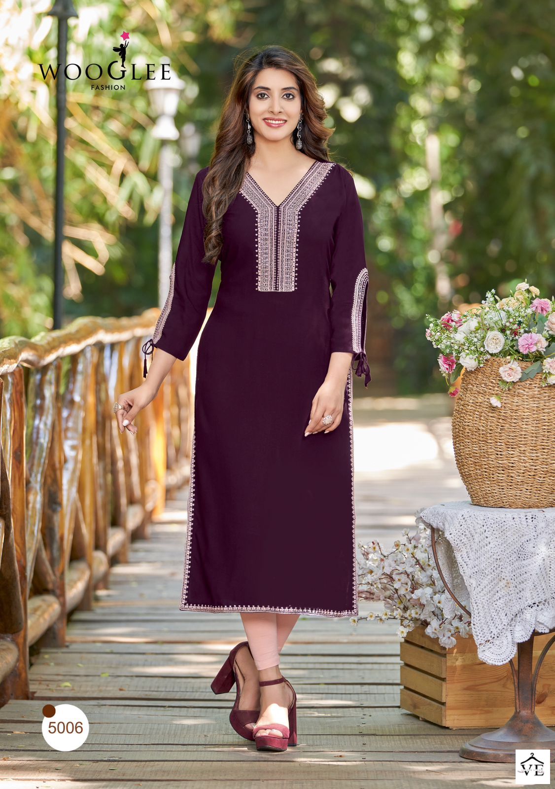 Wooglee Shloka Rayon Wholesale Fancy Embroidery Work Kurtis Catalog — Wholesale Salwar Suits, MPA wholesale from Surat - Gallery Image 4