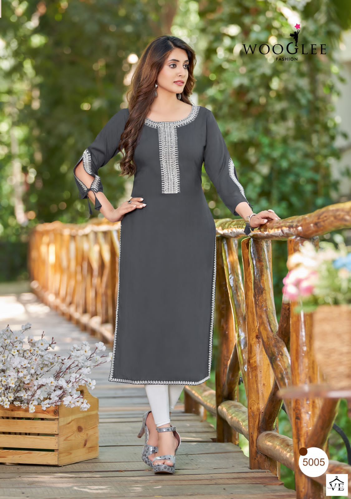 Wooglee Shloka Rayon Wholesale Fancy Embroidery Work Kurtis Catalog — Wholesale Salwar Suits, MPA wholesale from Surat - Gallery Image 5