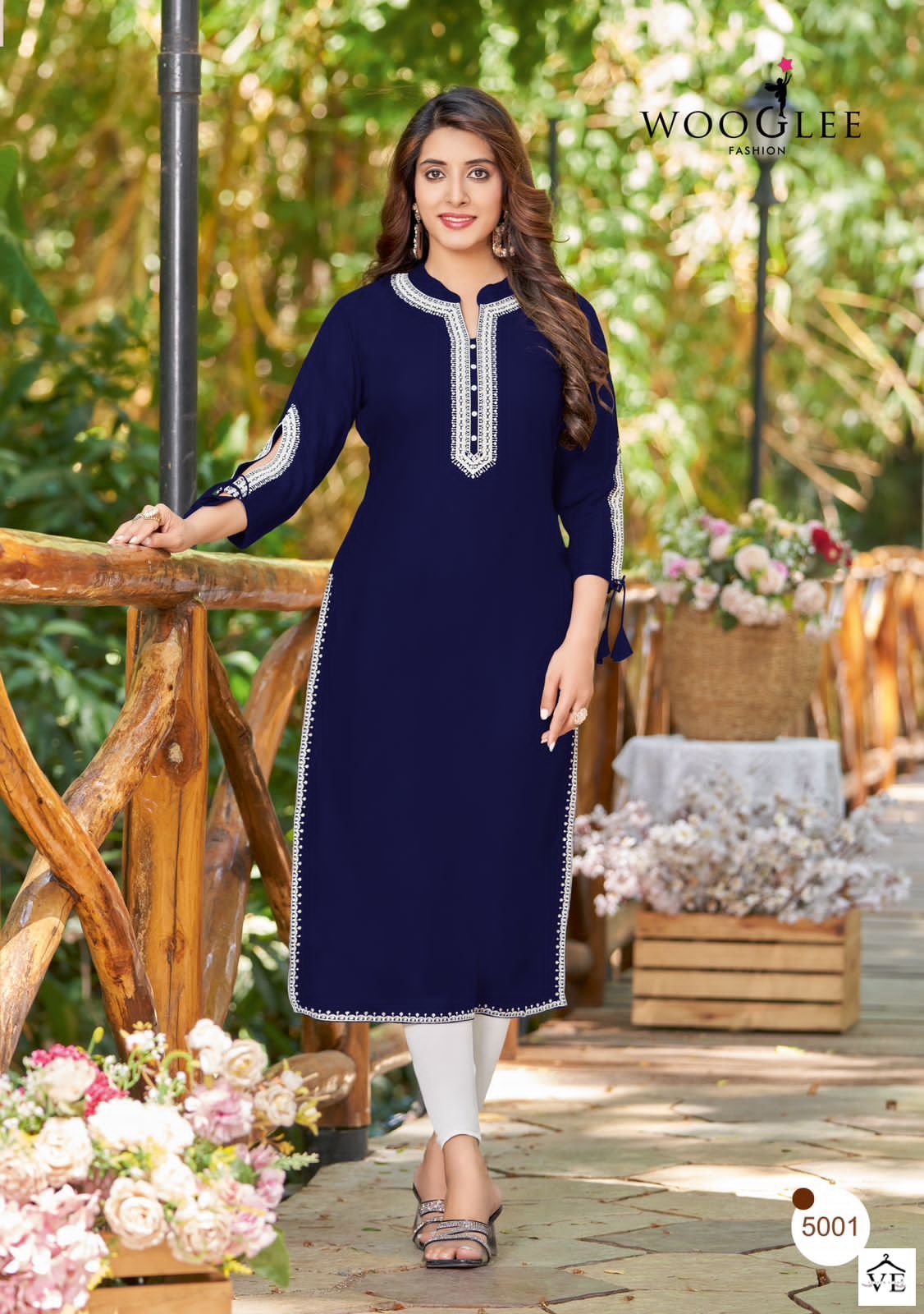 Wooglee Shloka Rayon Wholesale Fancy Embroidery Work Kurtis Catalog — Wholesale Salwar Suits, MPA wholesale from Surat - Gallery Image 6