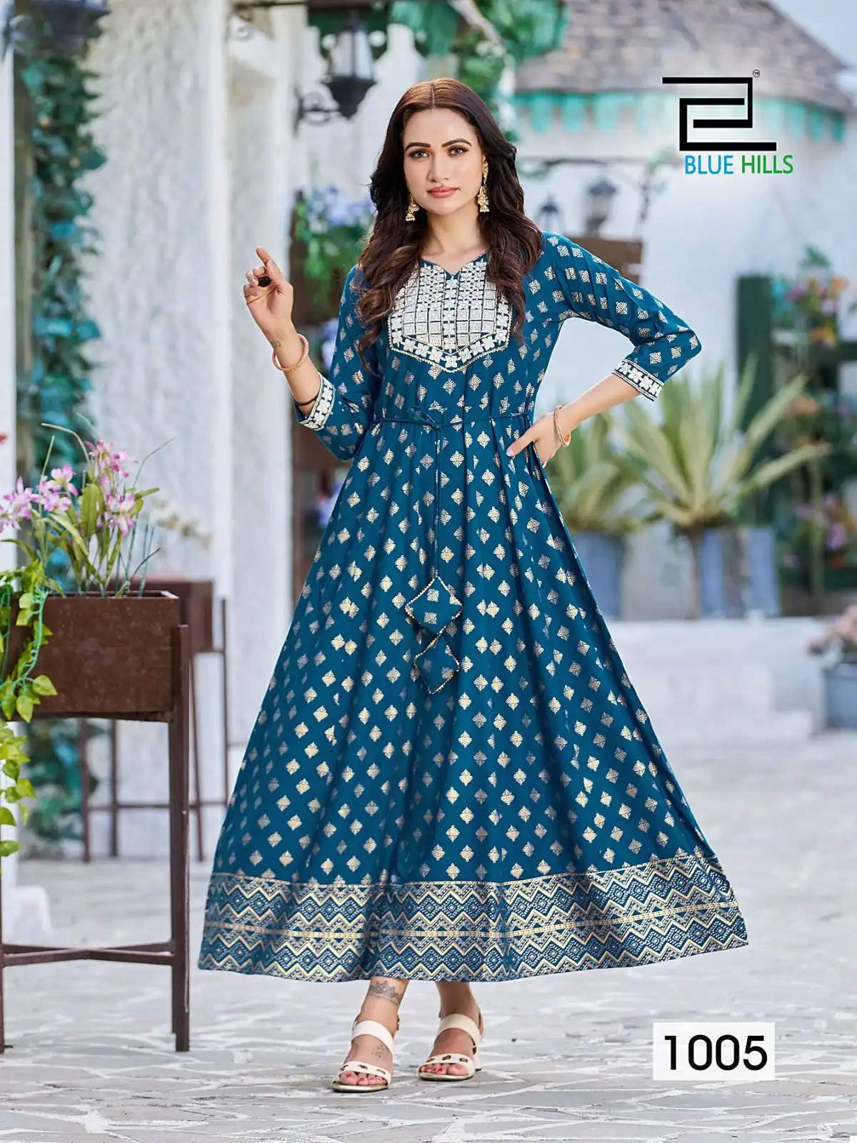 Blue Hills Walkway Remix Vol 1 Rayon 14 Kg Wholesale Anarkali Gown Catalog — Wholesale Kurtis, Blue Hills wholesale from Surat - Gallery Image 2