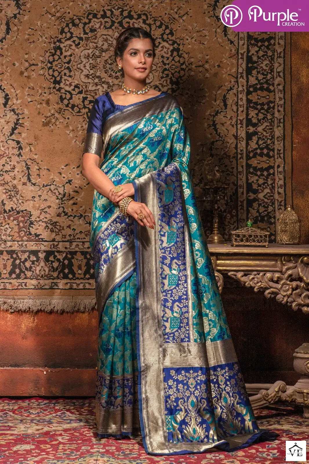 VE Zari Vol 8 Banarasi Silk Wholesale Saree Catalog — Wholesale Sarees, MPA wholesale from Surat - Gallery Image 2