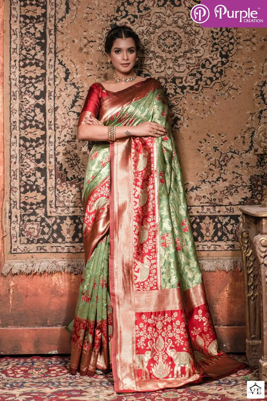 VE Zari Vol 8 Banarasi Silk Wholesale Saree Catalog — Wholesale Sarees, MPA wholesale from Surat - Gallery Image 3