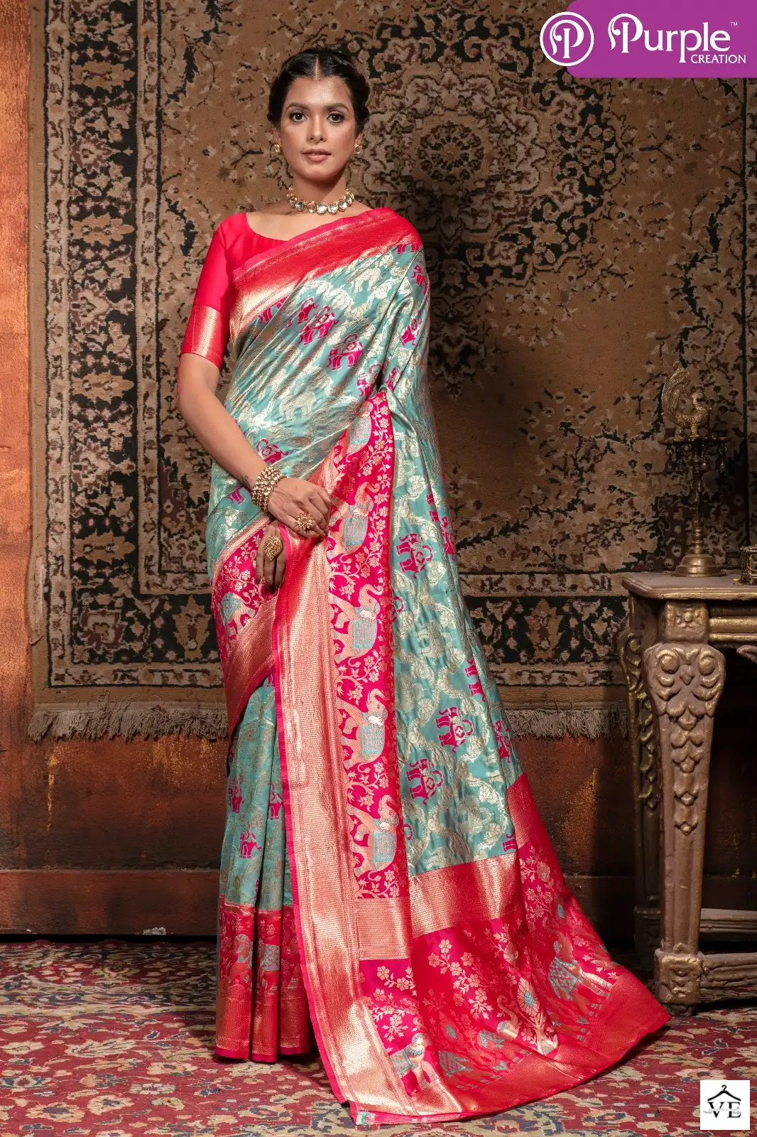 VE Zari Vol 8 Banarasi Silk Wholesale Saree Catalog — Wholesale Sarees, MPA wholesale from Surat - Gallery Image 4