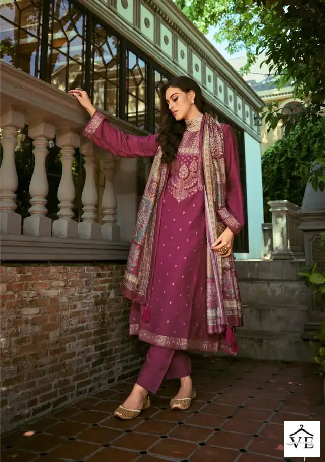 Ibiza Zaridaar Pure Viscose Pashmina Jacquard Wholesale Winter Suit Catalog — Wholesale Salwar Suits, MPA wholesale from Surat - Gallery Image 4