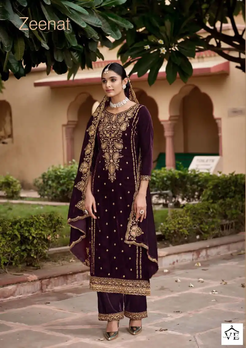 Sargam Zeenat Premium 9000 Velvet Wholesale Designer Winter Wear Salwar Suit Catalog — Wholesale Salwar Suits, MPA wholesale from Surat - Gallery Image 2