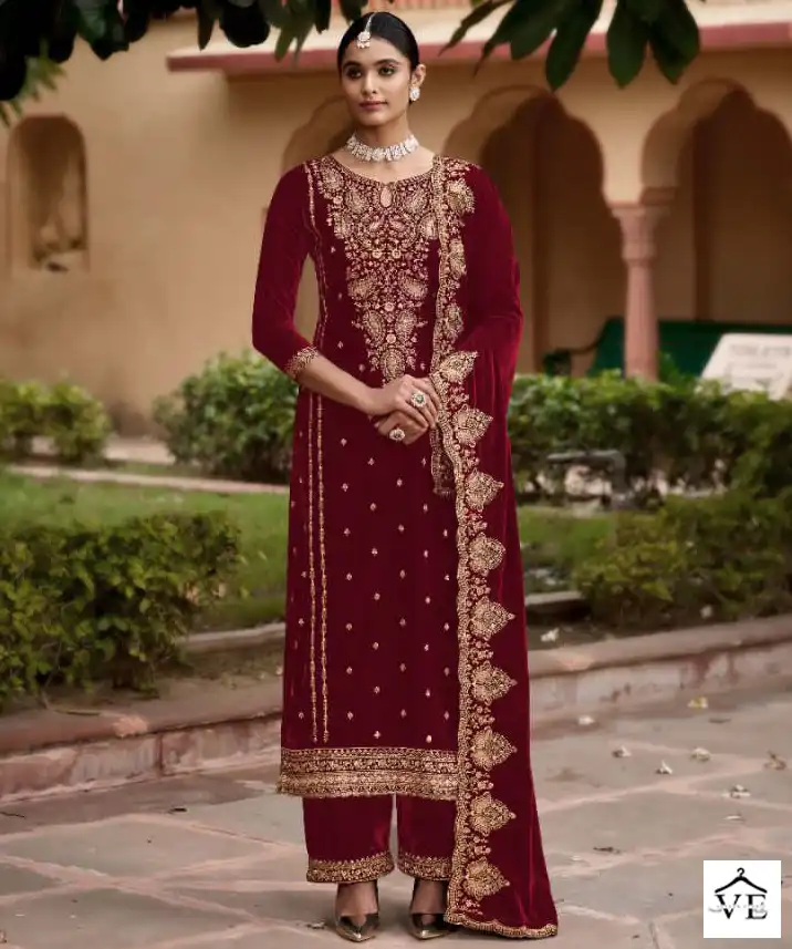 Sargam Zeenat Premium 9000 Velvet Wholesale Designer Winter Wear Salwar Suit Catalog — Wholesale Salwar Suits, MPA wholesale from Surat — view 1