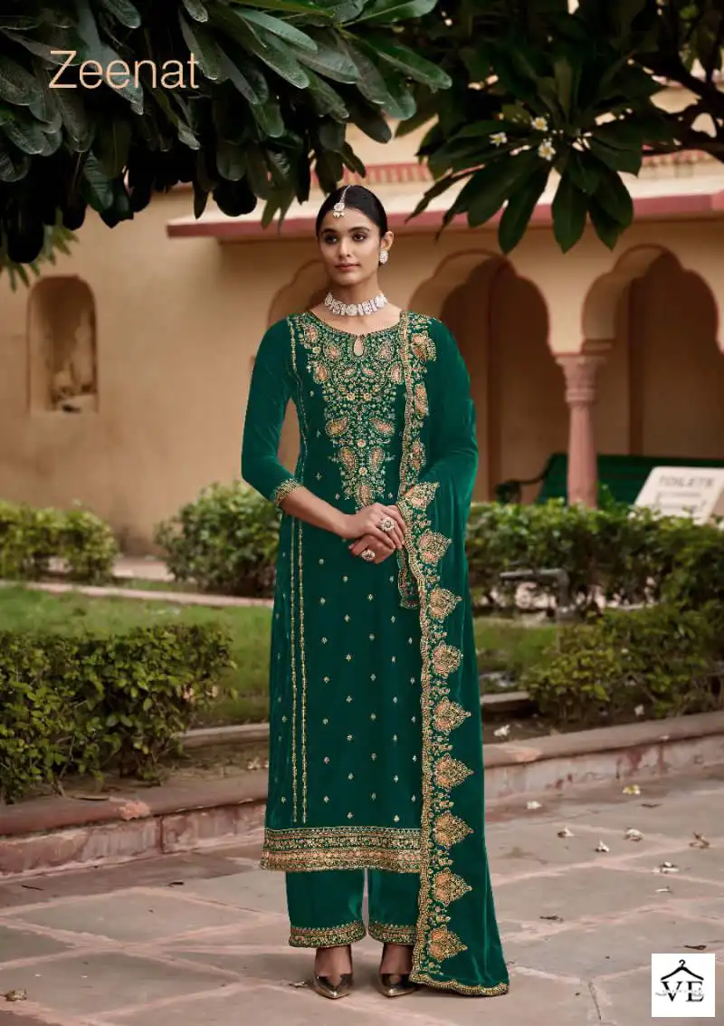 Sargam Zeenat Premium 9000 Velvet Wholesale Designer Winter Wear Salwar Suit Catalog — Wholesale Salwar Suits, MPA wholesale from Surat - Gallery Image 4