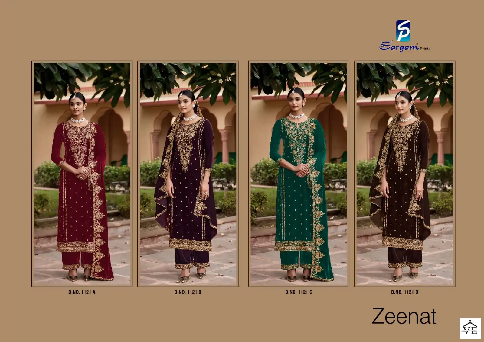Sargam Zeenat Premium 9000 Velvet Wholesale Designer Winter Wear Salwar Suit Catalog — Wholesale Salwar Suits, MPA wholesale from Surat — view 5