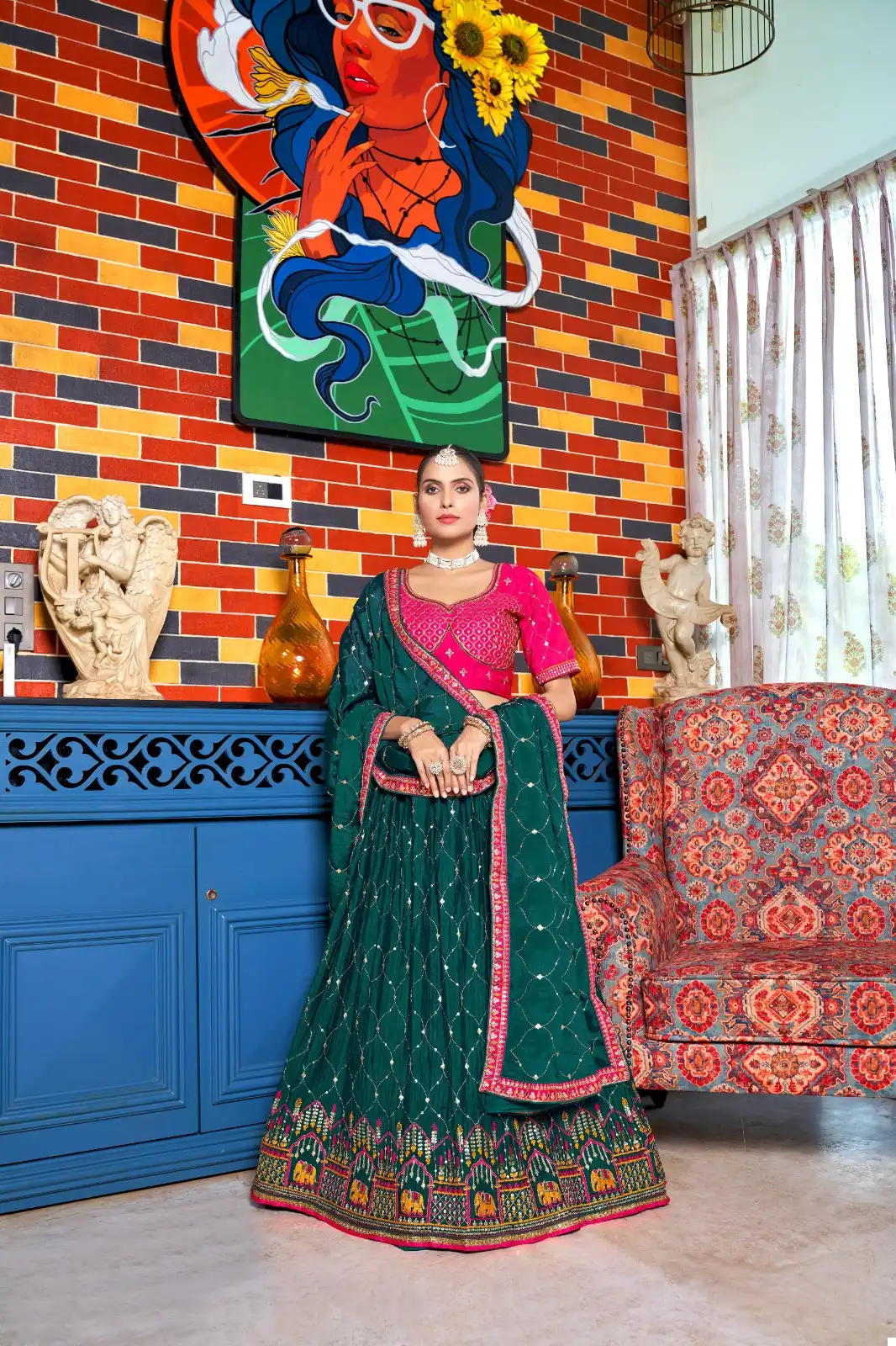 Varni Zeeya-Sanskriti Chinon Crushed Wholesale Lehenga Catalog — Wholesale Lehenga, MPA wholesale from Surat - Gallery Image 2