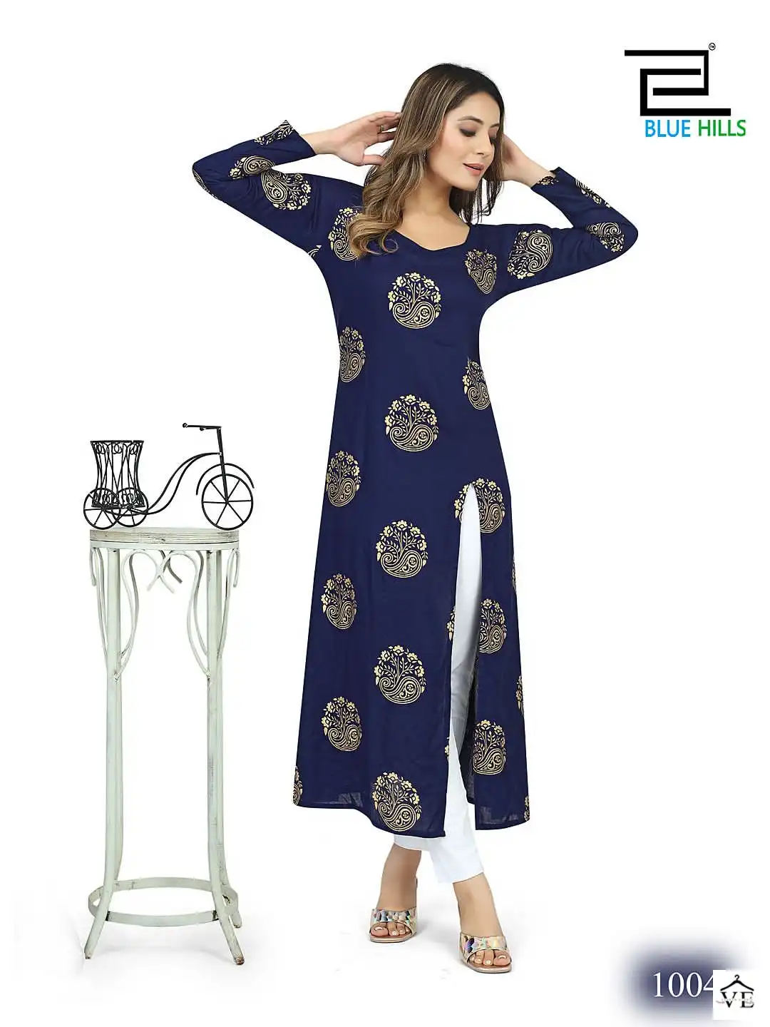 Blue Hills Chandrayaan 3 Rayon 14 Kg Wholesale Long Kurtis Catalog — Wholesale Kurtis, Blue Hills wholesale from Surat - Gallery Image 2