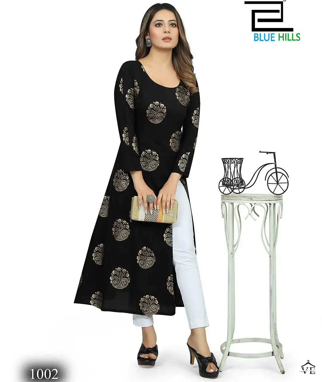 Blue Hills Chandrayaan 3 Rayon 14 Kg Wholesale Long Kurtis Catalog — Wholesale Kurtis, Blue Hills wholesale from Surat — view 1