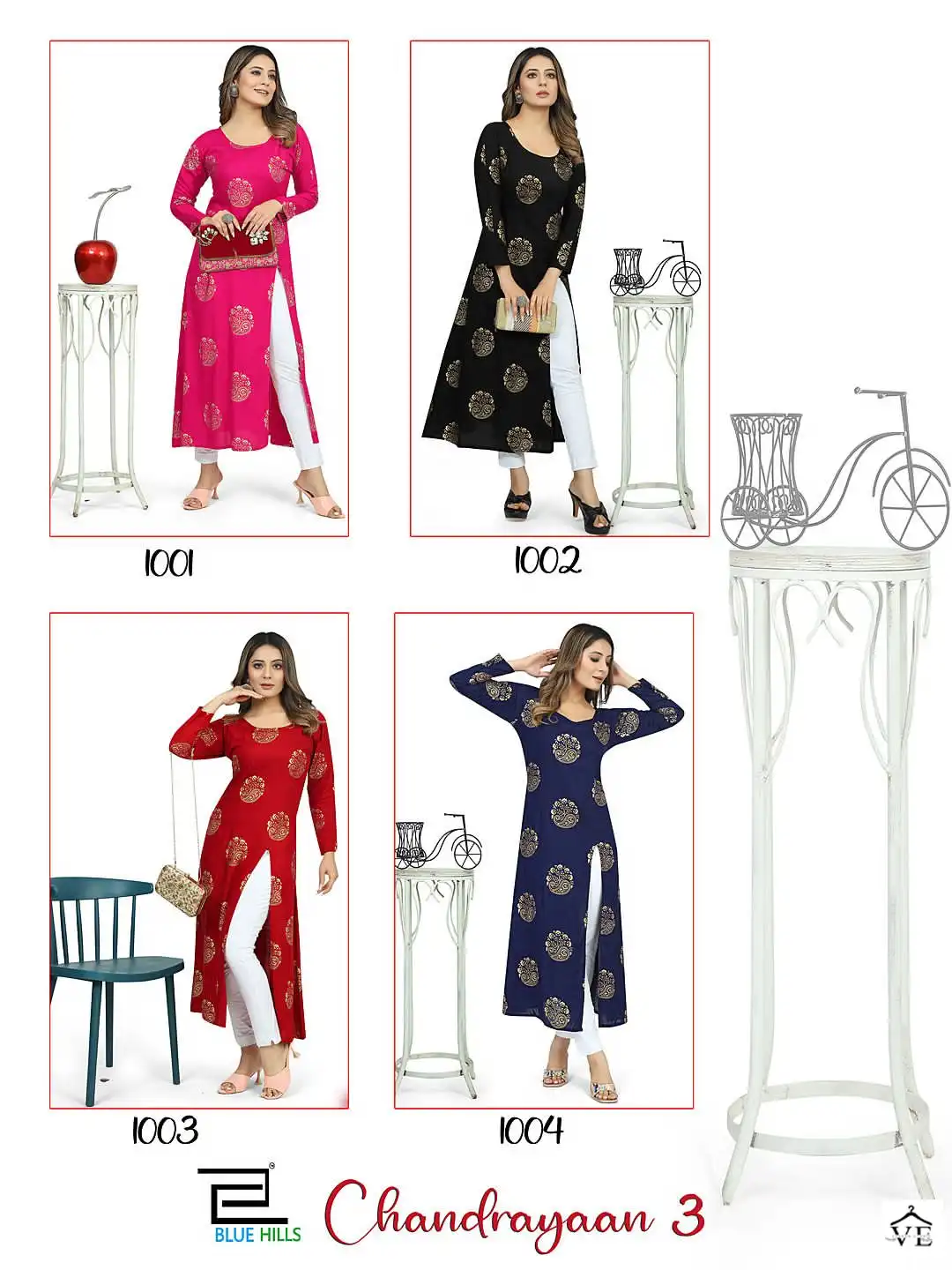 Blue Hills Chandrayaan 3 Rayon 14 Kg Wholesale Long Kurtis Catalog — Wholesale Kurtis, Blue Hills wholesale from Surat — view 5