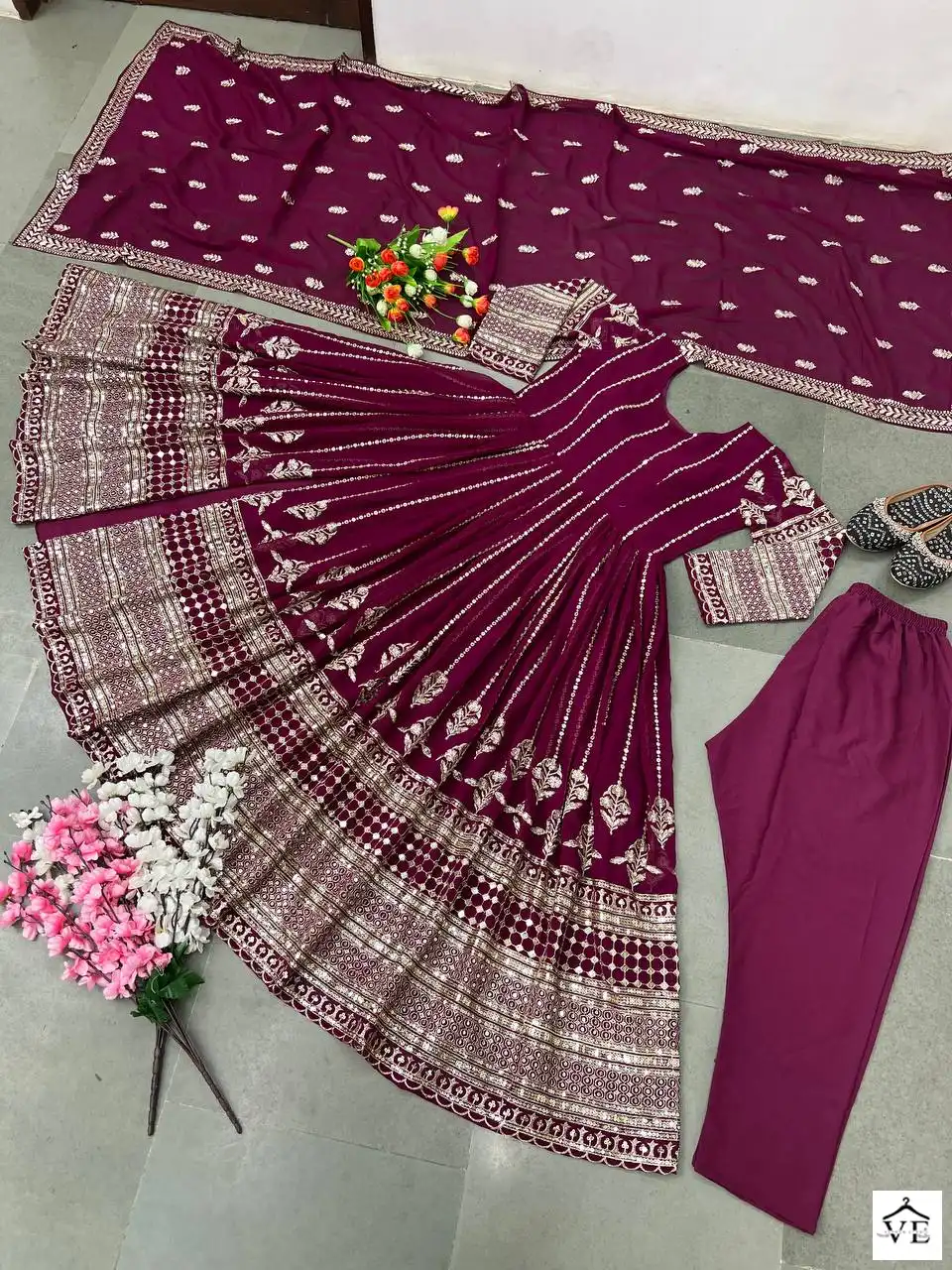 Vardan Ethnic Zf 338 Faux Georgette Wholesale Designer Readymade Salwar Suit Catalog — Wholesale Salwar Suits, MPA wholesale from Surat - Gallery Image 3