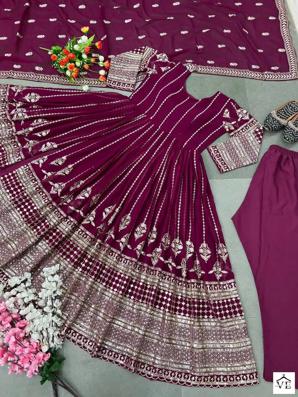 Vardan Ethnic Zf 338 Faux Georgette Wholesale Designer Readymade Salwar Suit Catalog — Wholesale Salwar Suits, MPA wholesale from Surat - Gallery Image 4
