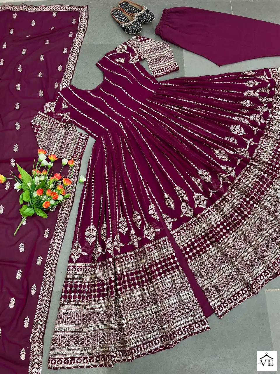 Vardan Ethnic Zf 338 Faux Georgette Wholesale Designer Readymade Salwar Suit Catalog — Wholesale Salwar Suits, MPA wholesale from Surat - Gallery Image 5