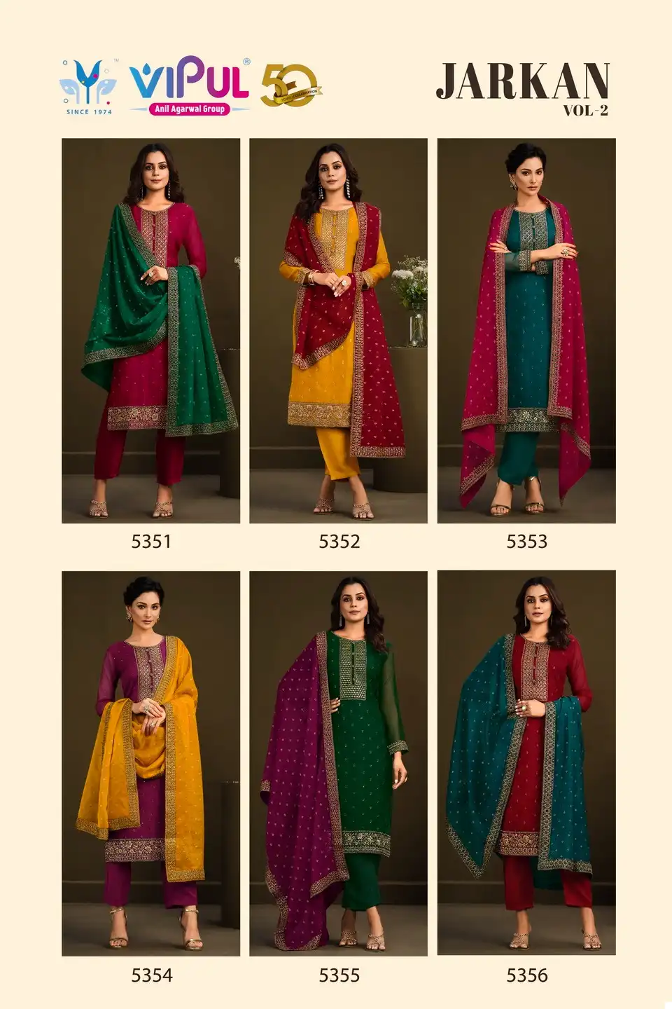 Vipul Jarkan Vol 2 Soft Organza Wholesale Designer Suits Catalog — Wholesale Salwar Suits, MPA wholesale from Surat — view 7