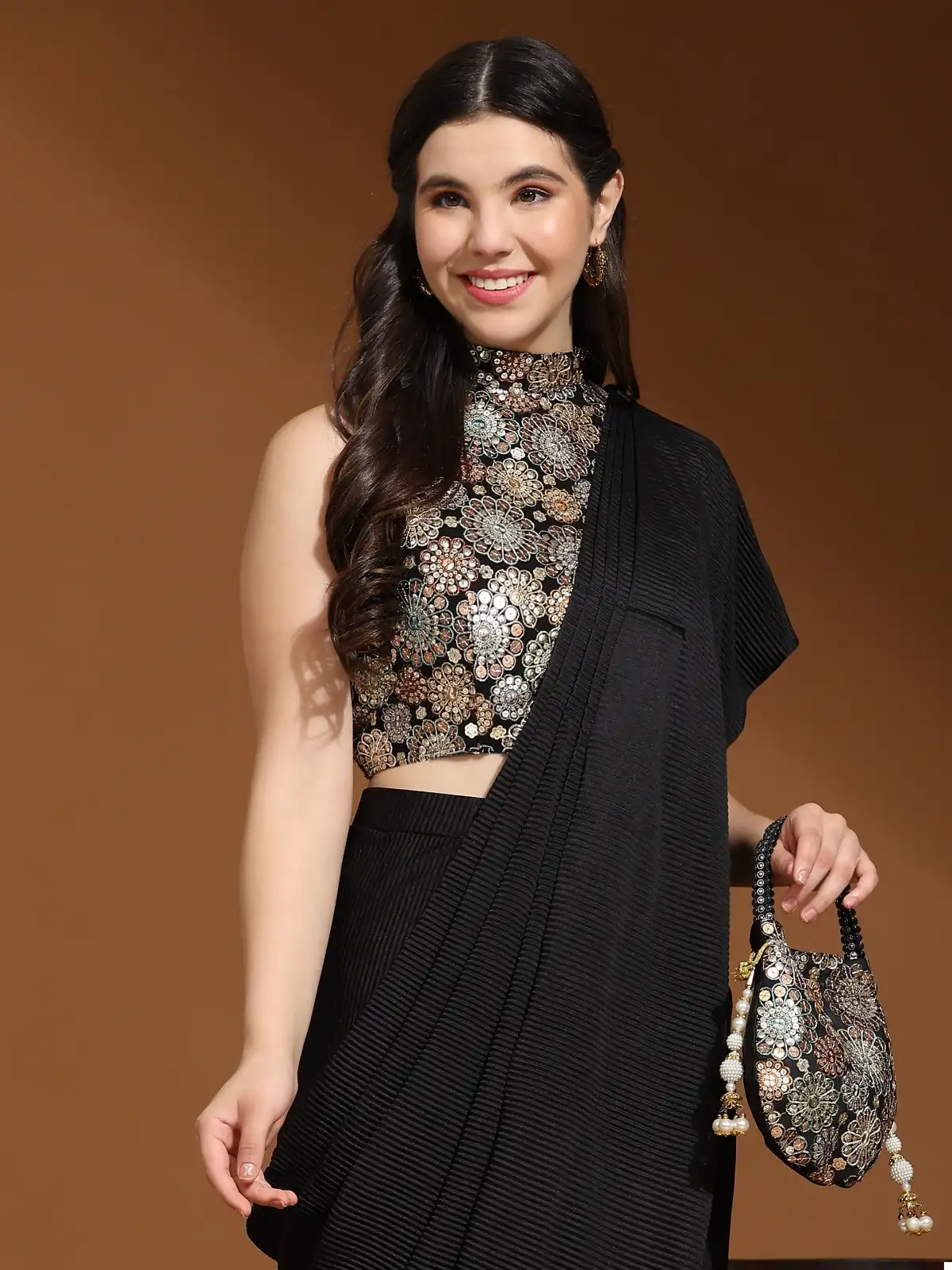 Amoha 10931 Imported Crush Wholesale Fancy Readymade Sarees — Wholesale Sarees, MPA wholesale from Surat — view 3