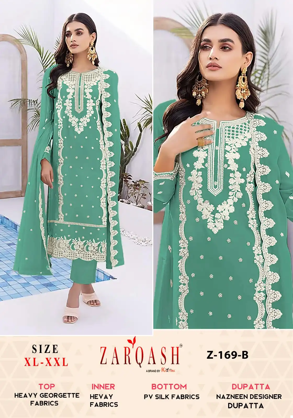 Zarqash 169 Heavy Georgette Wholesale Readymade Pakistani Suit Catalog — Wholesale Salwar Suits, MPA wholesale from Surat — view 2
