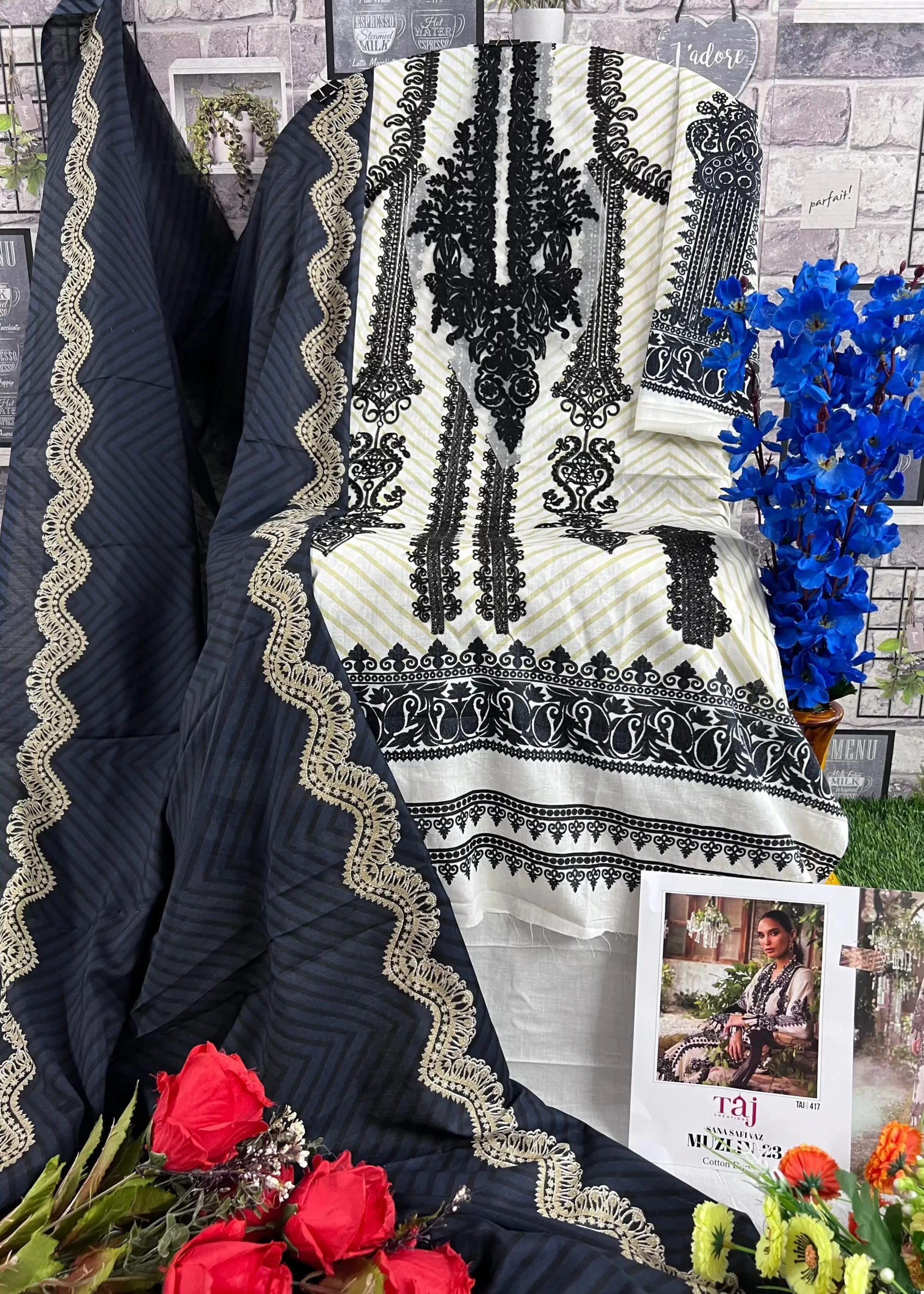 Taj Creations Sana Safinaz Muzlin 23 Pure Cotton Wholesale Pakistani Salwar Suits Catalog — Wholesale Salwar Suits, MPA wholesale from Surat — view 4