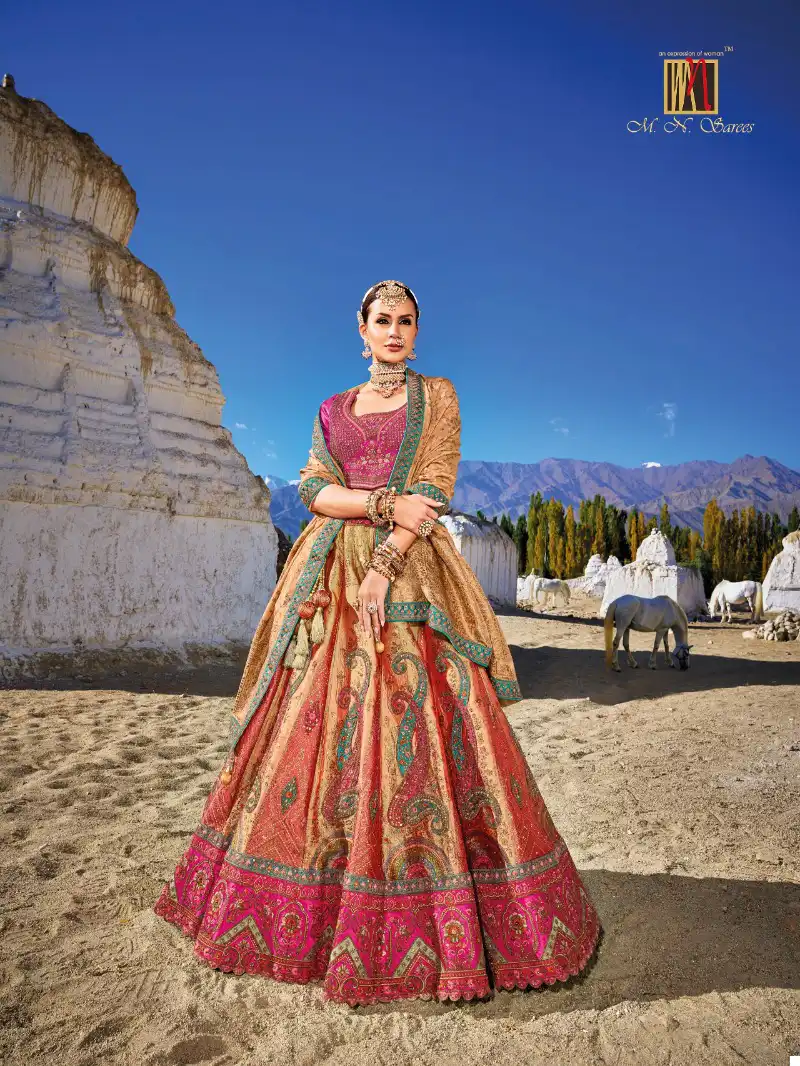 M.N. 7100 Series Viscose Silk Wholesale Heavy Lehenga Choli Catalog — Wholesale Lehenga, MPA wholesale from Surat - Gallery Image 7
