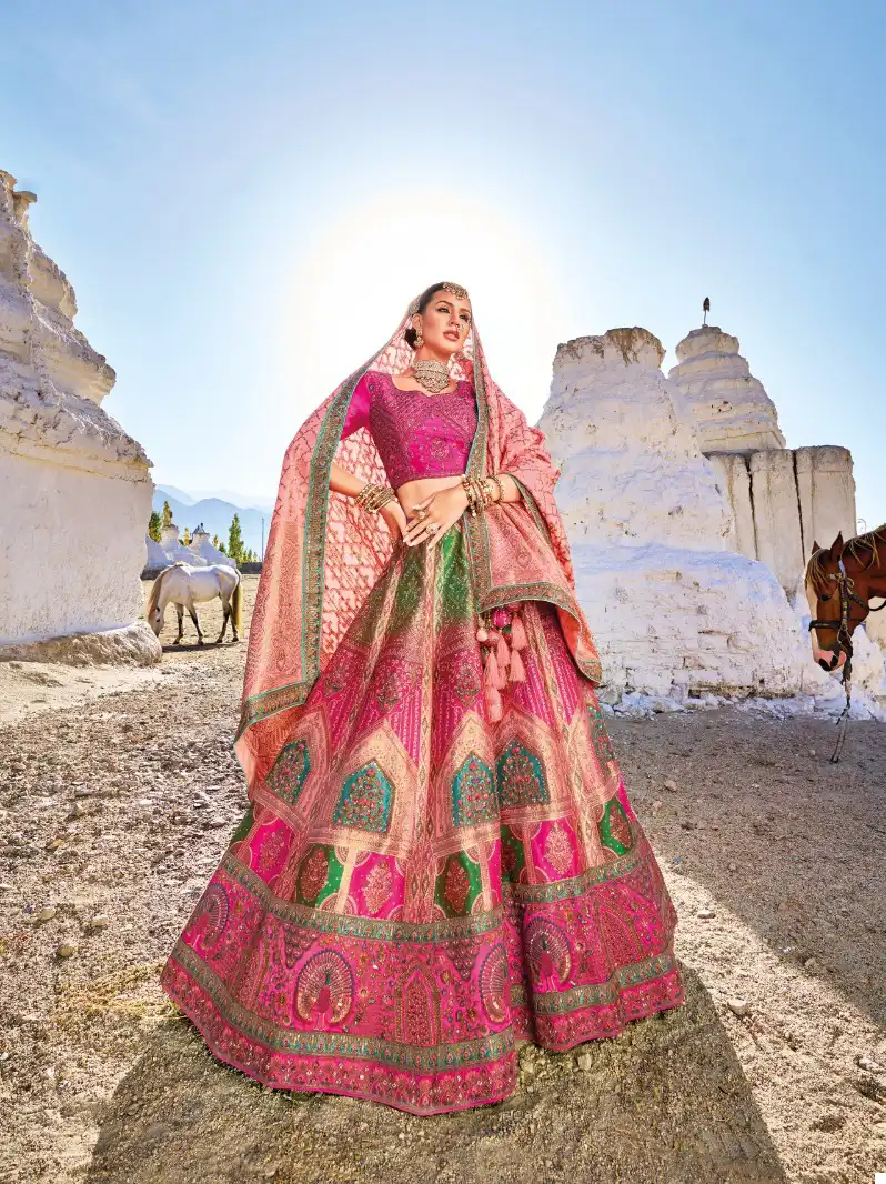 M.N. 7100 Series Viscose Silk Wholesale Heavy Lehenga Choli Catalog — Wholesale Lehenga, MPA wholesale from Surat - Gallery Image 3